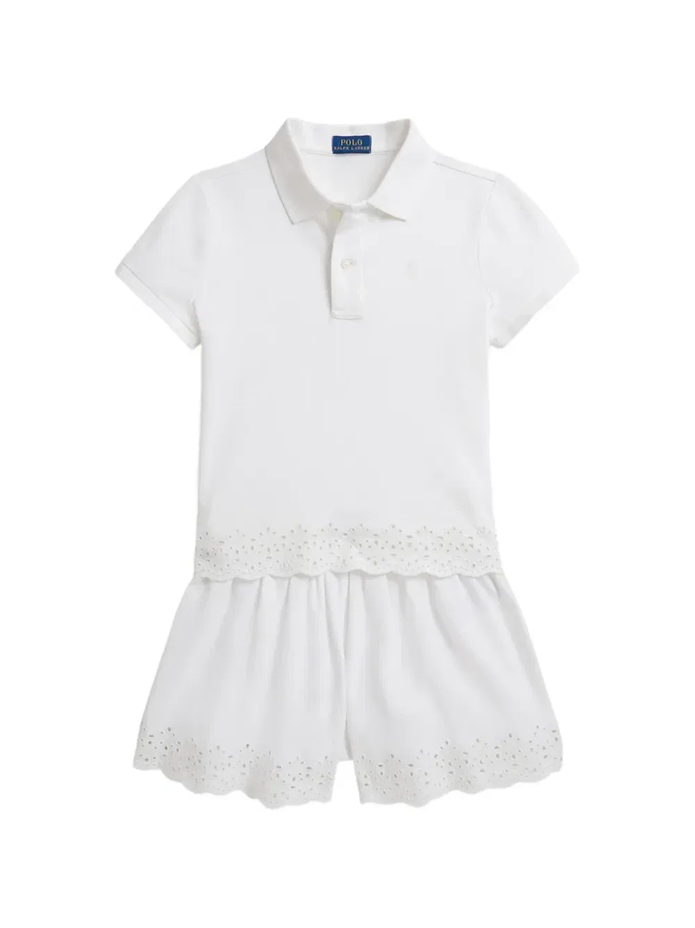 Комплект из рубашки поло и шорт с люверсами Polo Ralph Lauren Kids, белый