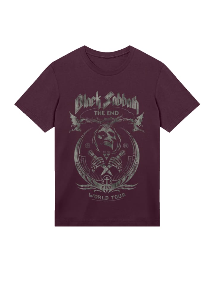 

Футболка Black Sabbath The End World Tour темно-бордового цвета F4NT4STIC, Красный, Футболка Black Sabbath The End World Tour темно-бордового цвета F4NT4STIC
