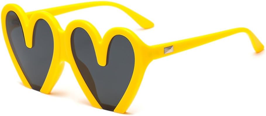 

LVTFCO Модные солнцезащитные очки в форме сердца для вечеринок, забавные персиковые солнцезащитные очки в форме сердца, модные женские очки конфетных цветов, Yellow Black