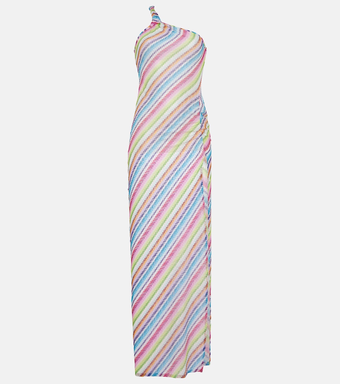 

Пляжное платье на одно плечо с зигзагообразным узором Missoni, Multi Micro Chevron
