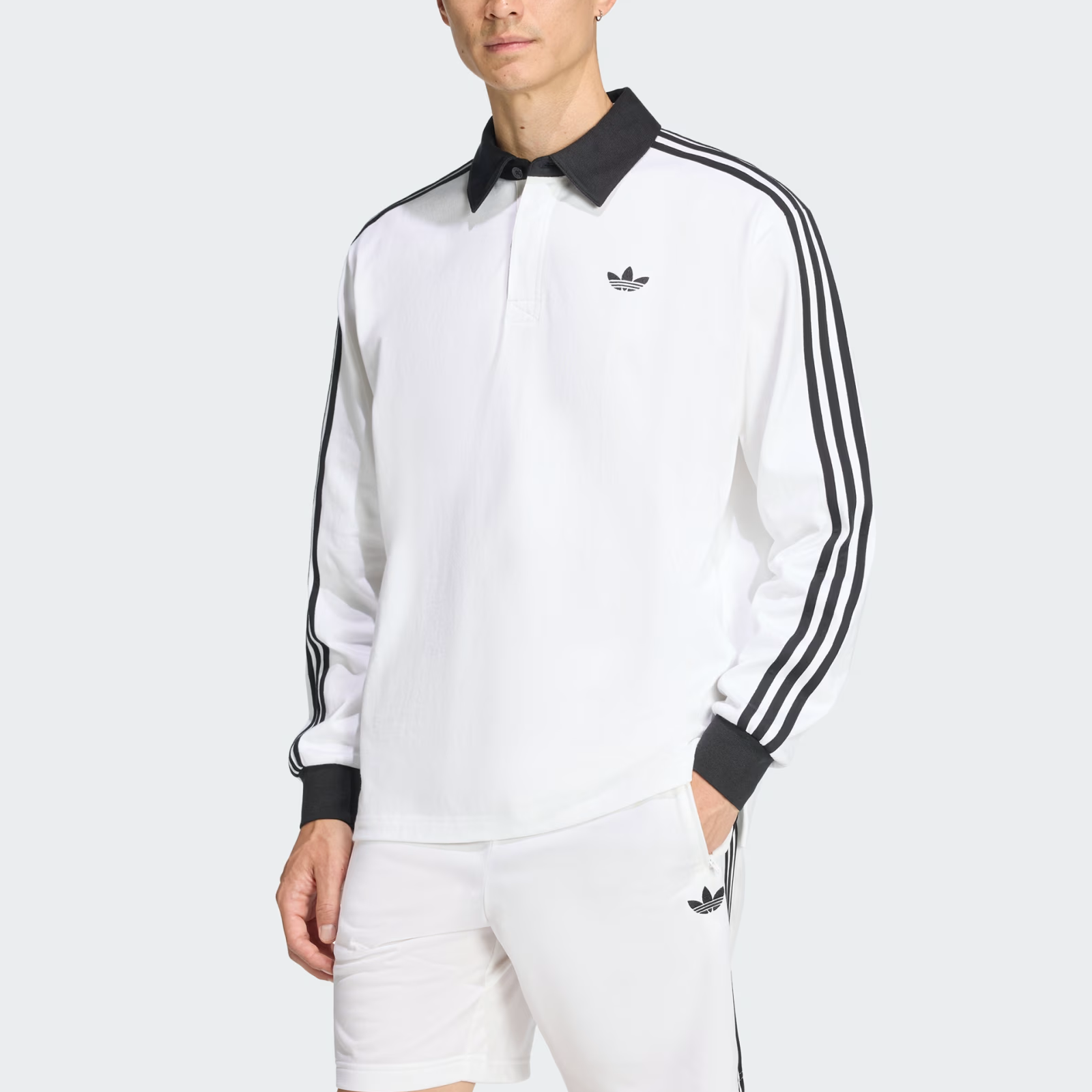 Поло с длинным рукавом 3 Stripes RUGBY Unisex Adidas Originals, белый — фото 3