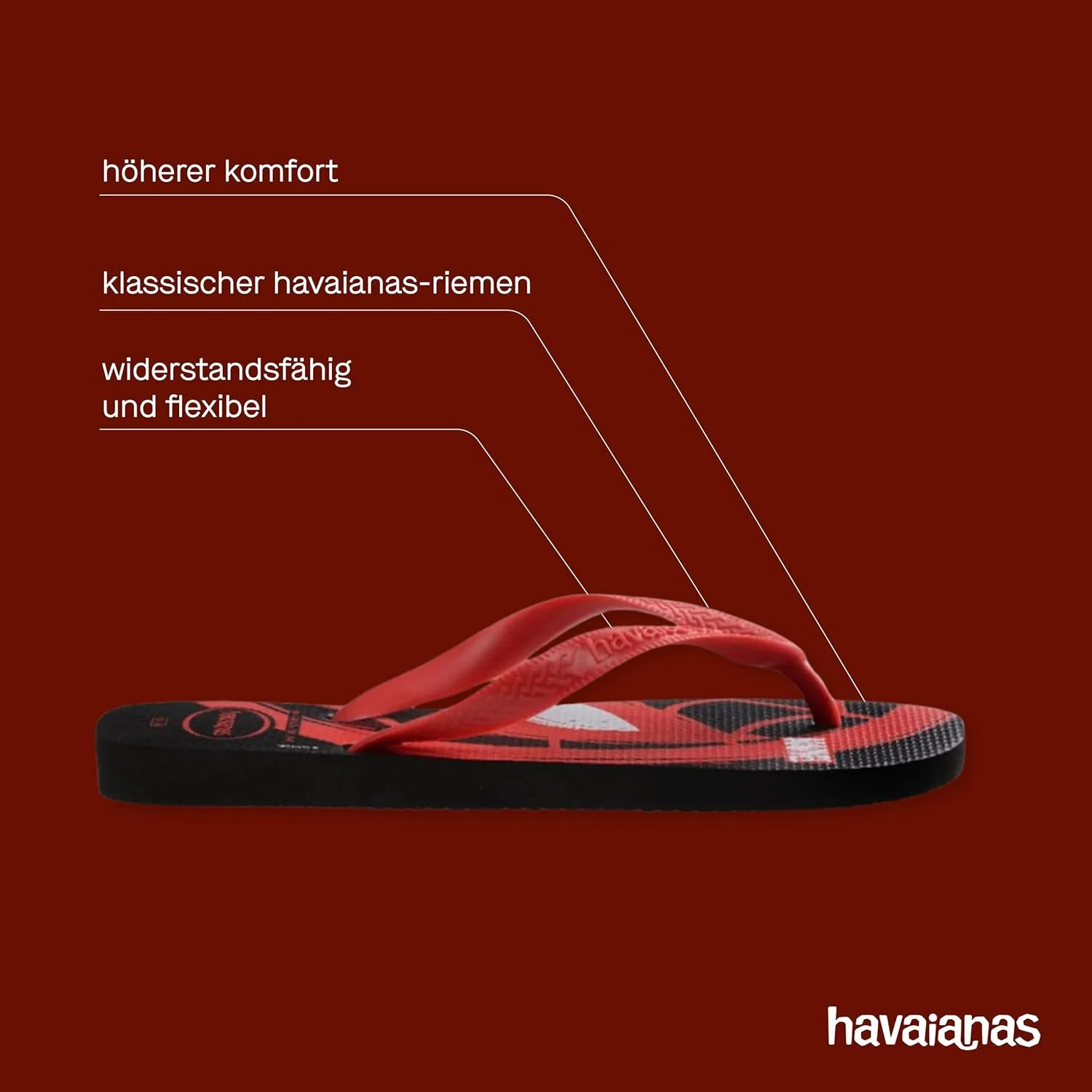 Шлепанцы Havaianas Marvel, черный/красный — фото 4