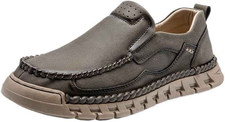 

Мужские повседневные кожаные туфли, слипоны, легкие ретро лоферы из кожи, оксфорд/дерби стиль, для работы, вождения, формальные, для вечеринок Zestrelax, серый