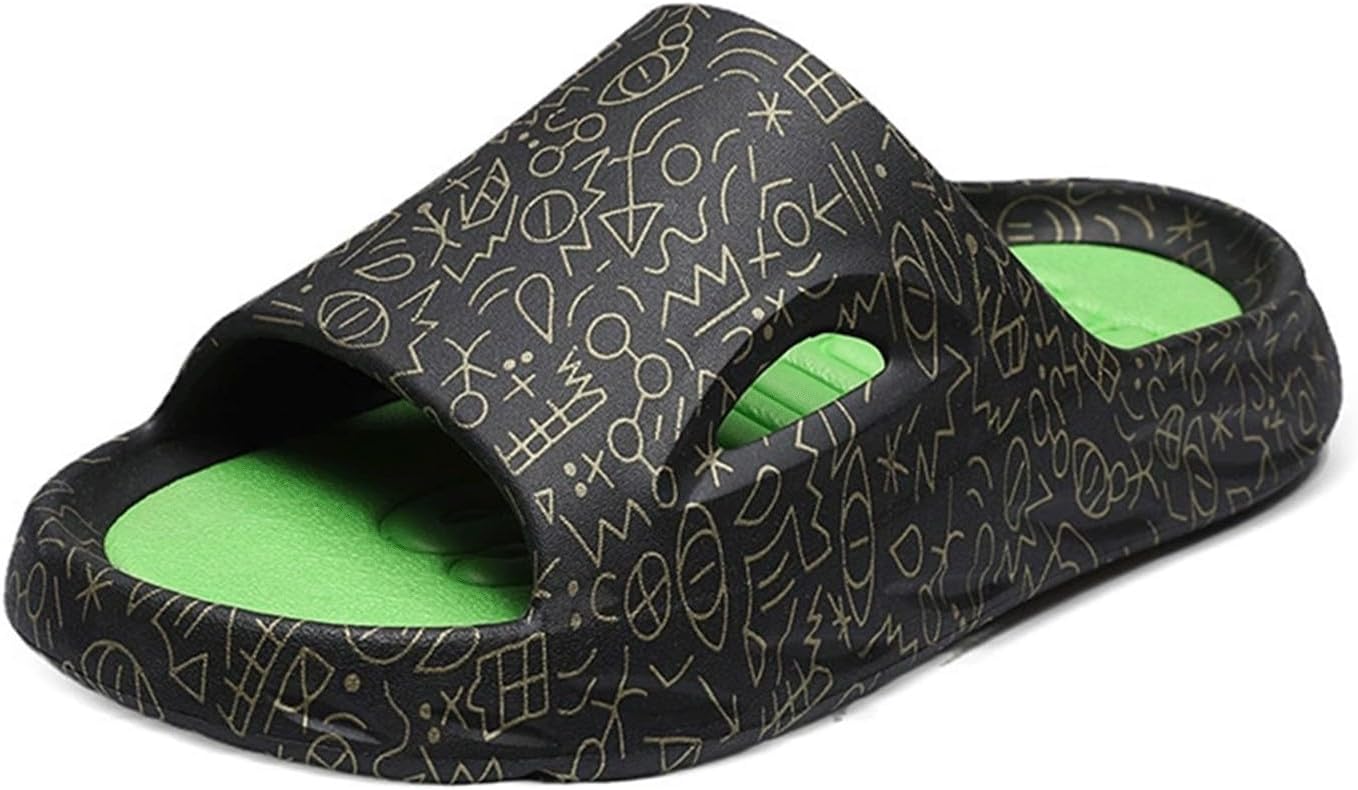 

Шлепанцы с облачной подошвой LOTUSTAR для мужчин и женщин с массажной толстой подошвой, стильной графической банданой, подушкой, противоскользящие для душа, ванной, дома, бассейна и пляжа, черный