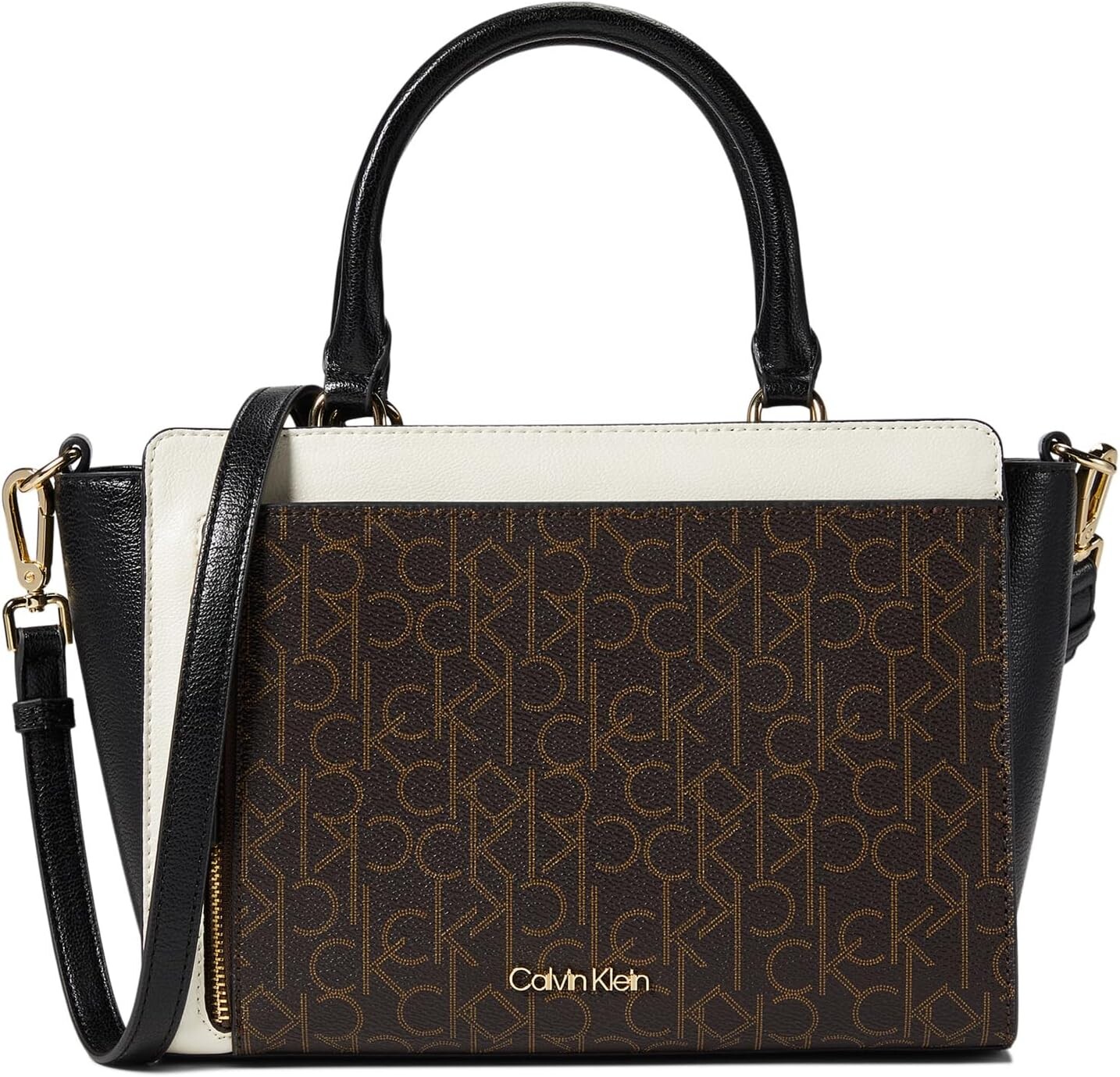 

Сумка Calvin Klein Rylan Signature Satchel, цвет Brown/Khaki/Black/White