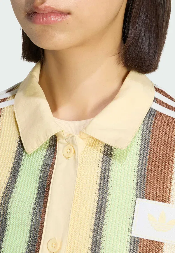 Блуза Adidas Originals Summer Glow Striped Cropped Button Down, светло-желтый — фото 3