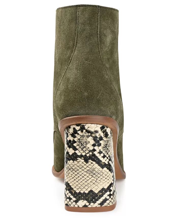 Женские ботильоны Edda Snake Print Block Heel со шнуровкой Journee Signature, зеленый — фото 3