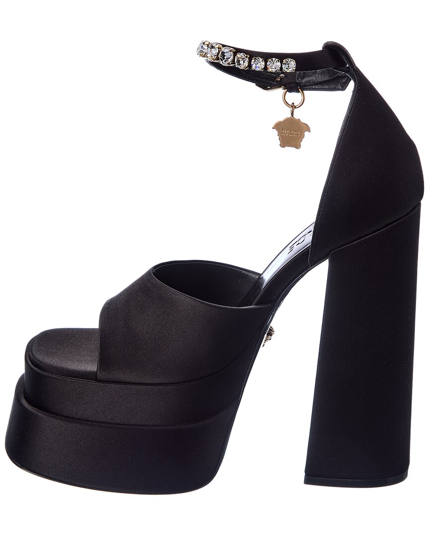 Шелковые босоножки на платформе Versace Aevitas, черный — фото 2