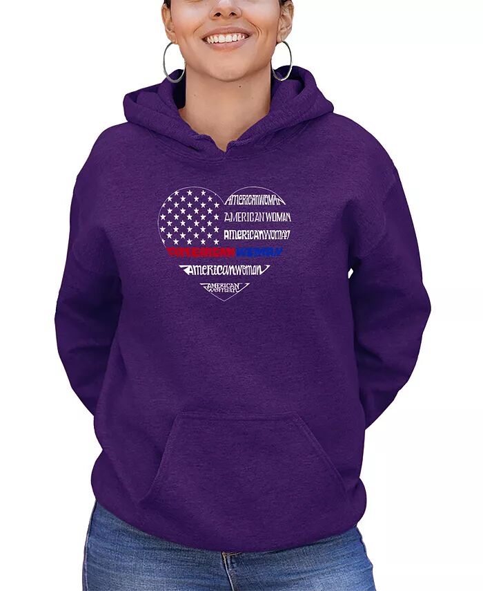 

Женская толстовка с капюшоном American Woman Word Art LA Pop Art, фиолетовый