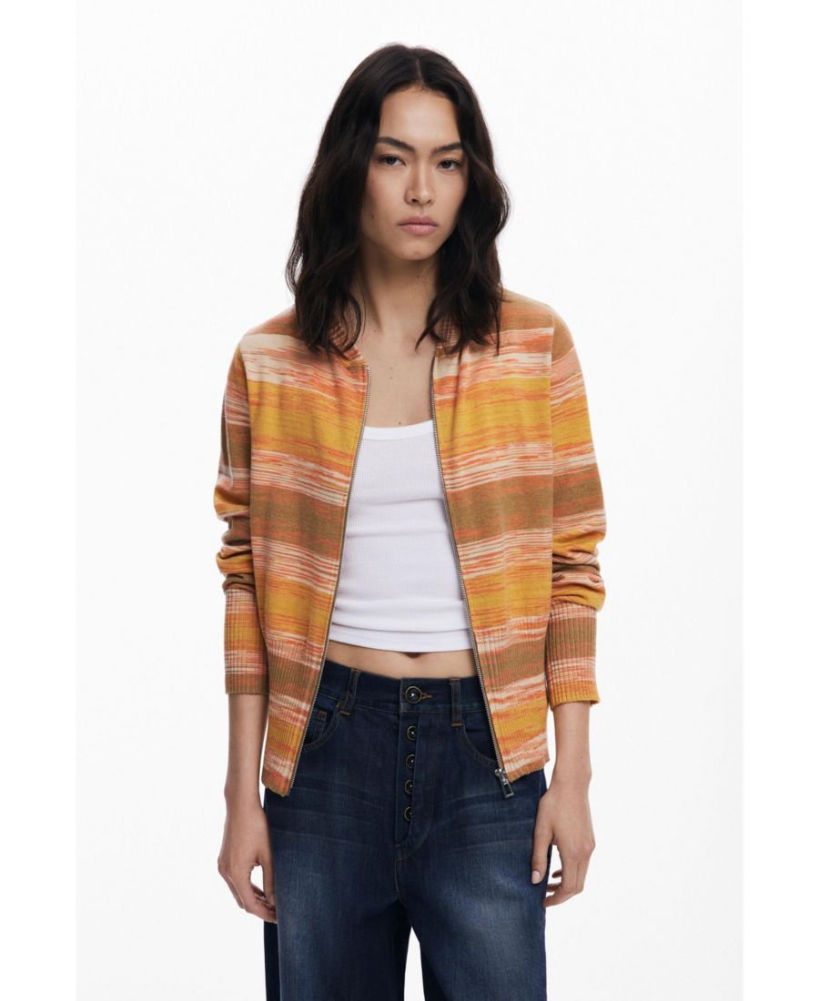 

Женская полосатая толстовка с капюшоном и застежкой-молнией Desigual, Orange, Оранжевый, Женская полосатая толстовка с капюшоном и застежкой-молнией Desigual, Orange