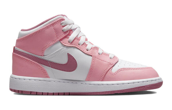 Кроссовки (GS) Air Jordan 1 Mid 'Valentine's Day', цвет coral chalk/desert berry/white — фото 2