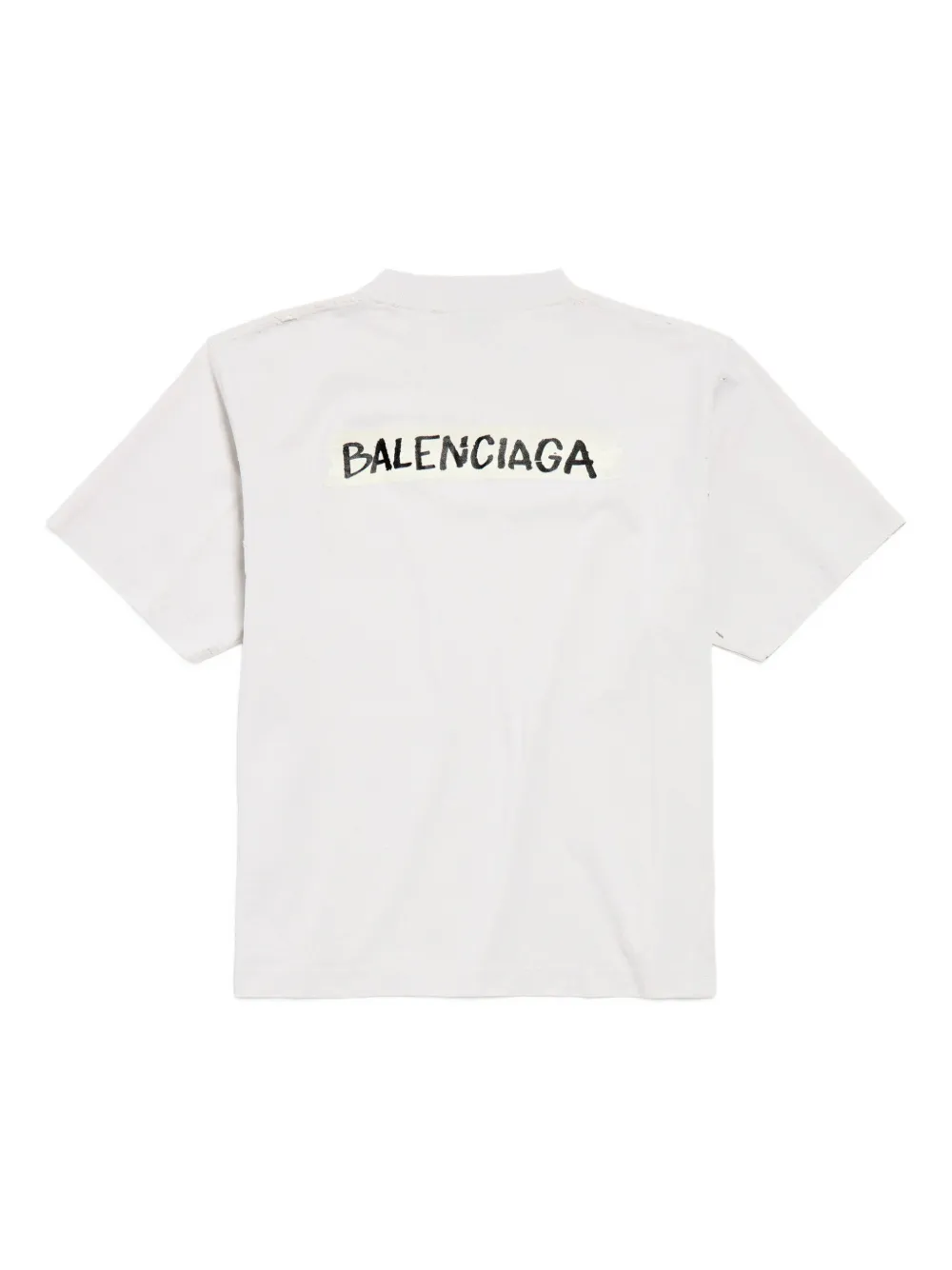 Футболка с короткими рукавами и логотипом Balenciaga, нейтральный — фото 4
