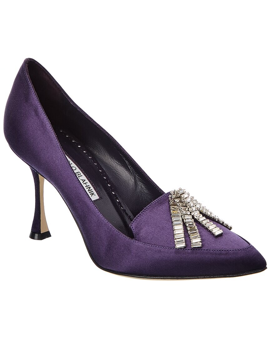 Атласные туфли Manolo Blahnik Bambina 90, фиолетовый — фото 3
