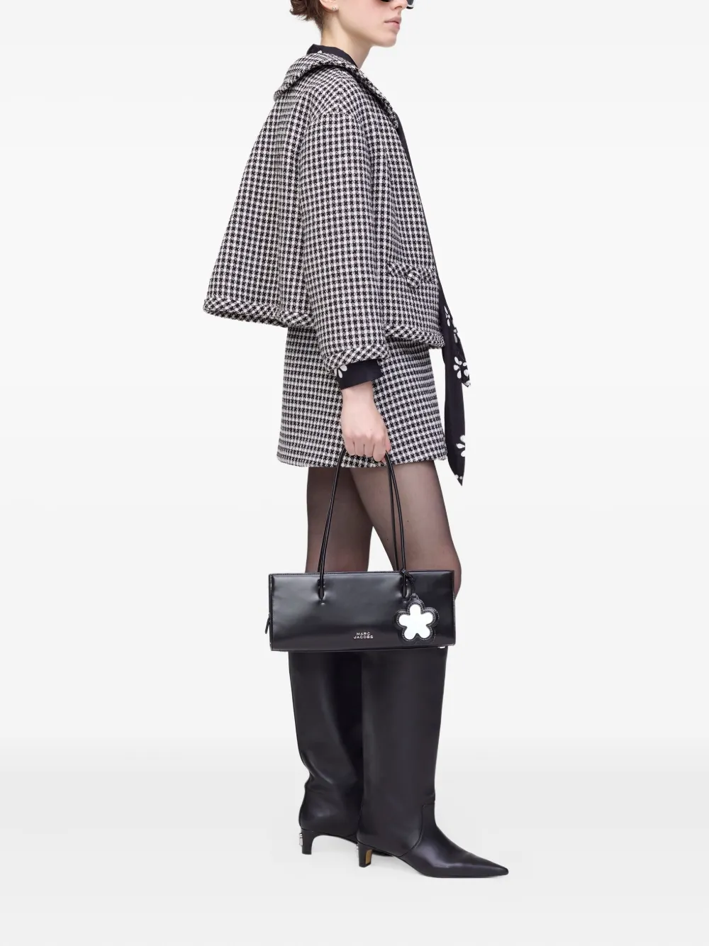 Пиджак из твида в клетку гингем MARC JACOBS, черный — фото 2