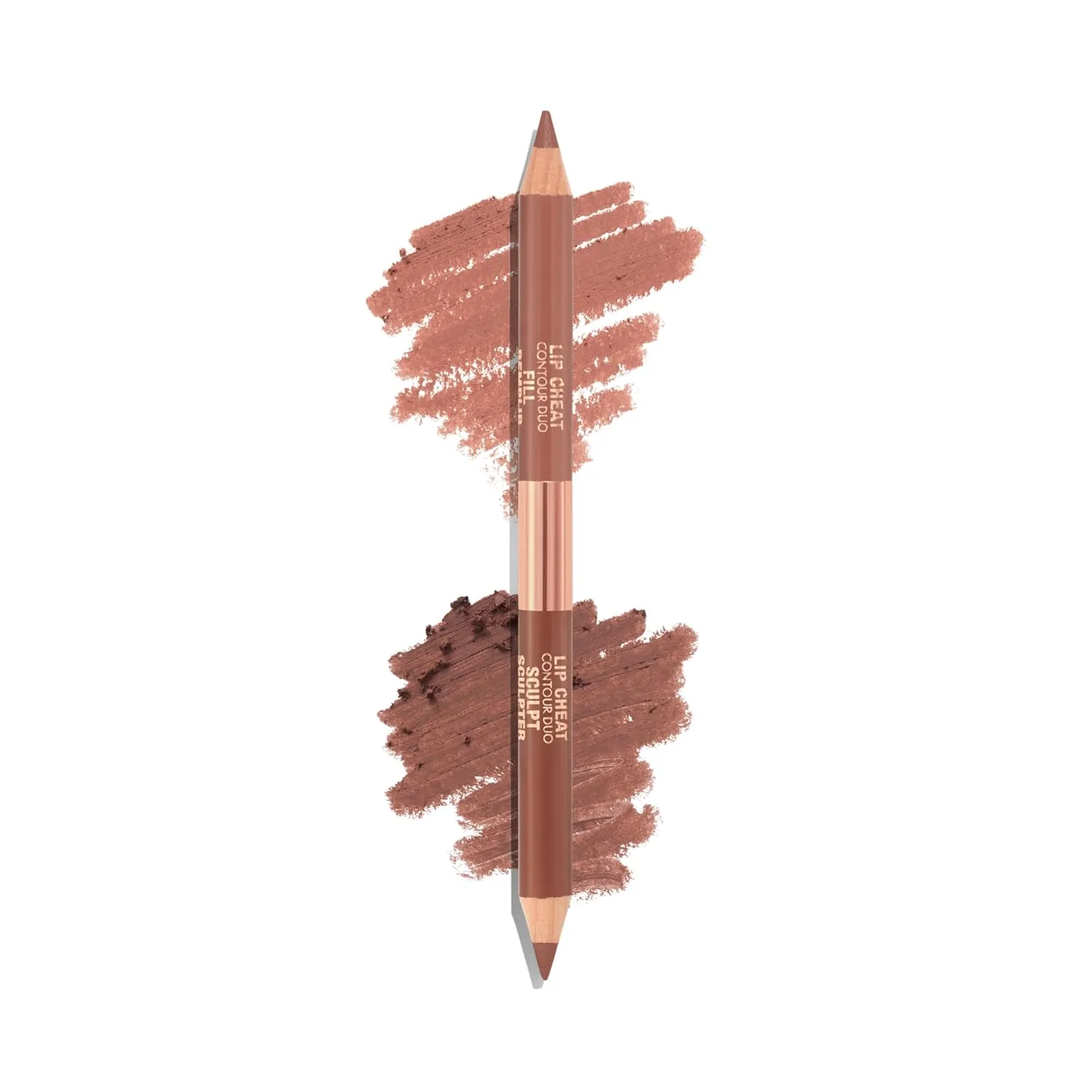 Charlotte Tilbury Lip Cheat Contour Duo - Двусторонний карандаш для контурирования губ, позволяющий создавать силуэт и заполнять контур для легкого контурирования - Предотвращает растекание помады, Medium - Sculpt: Neutral Cool Taupe / Fill: War...
