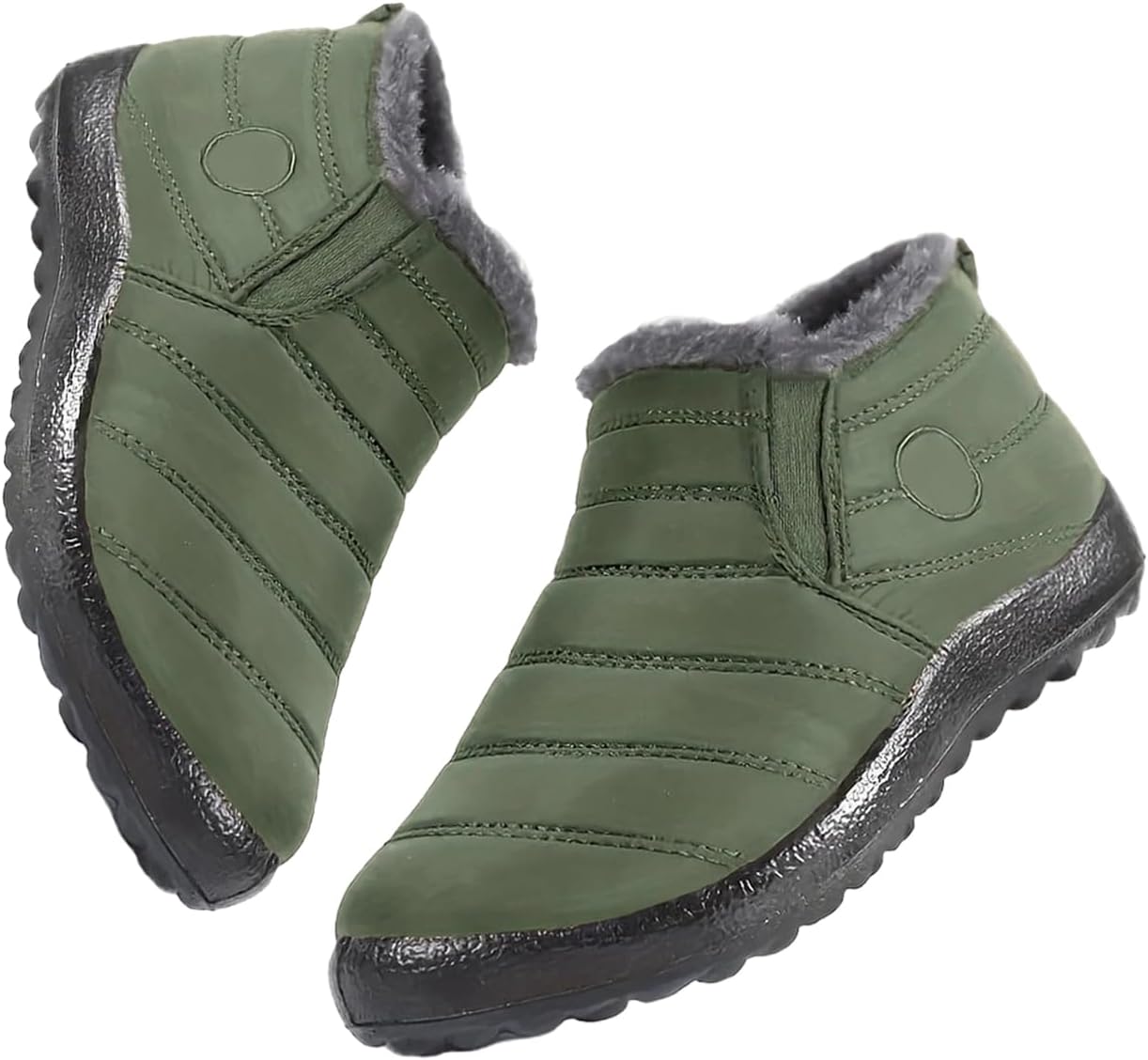 

Женские зимние теплые ботинки с меховой подкладкой, водонепроницаемые, без застежек, нескользящие, легкие и удобные, для прогулок на открытом воздухе Generic, зеленый