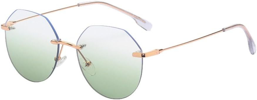 

модные солнцезащитные очки для женщин, многоугольные солнцезащитные очки без оправы, металлические мужские очки с градиентными линзами, синие, зеленые, серые очки для вечеринок TYUVIVO, Gold With Green