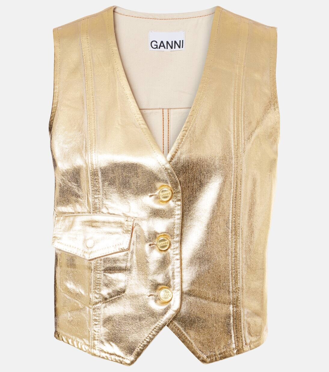 

Джинсовый жилет Ganni, цвет egret, Белый, Джинсовый жилет Ganni, цвет egret