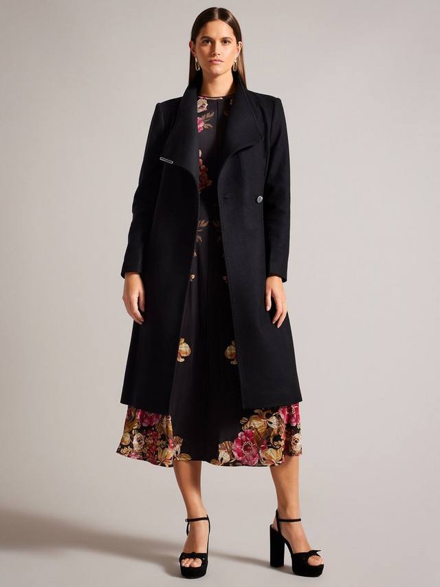

Роскошное пальто-накидка из розовой шерсти Ted Baker, черный