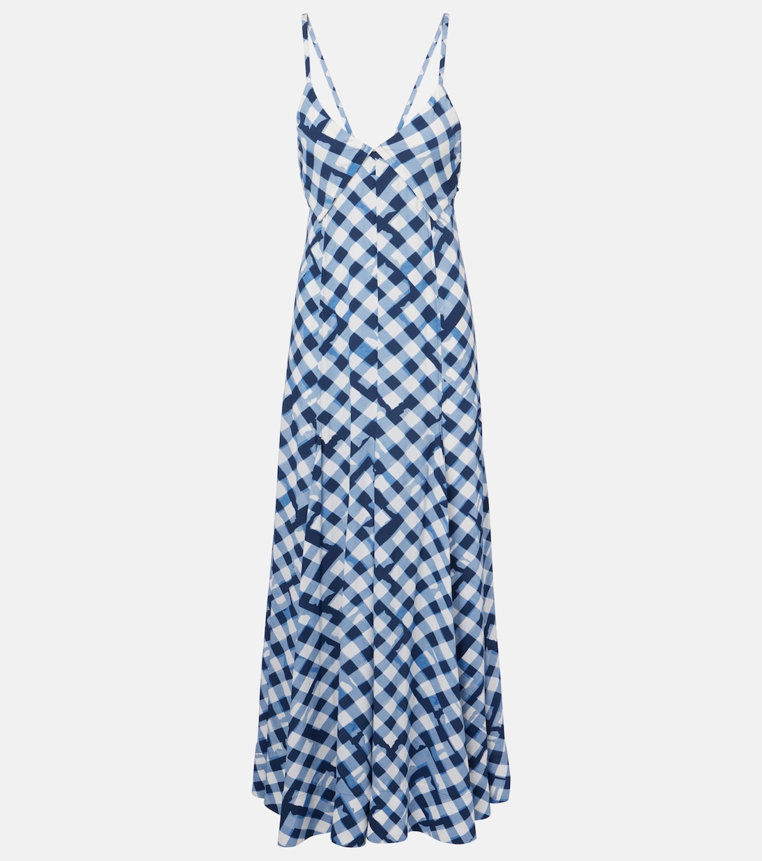 

Макси-платье из жоржетового крепа в клетку June Proenza Schouler, Dark Navy Multi