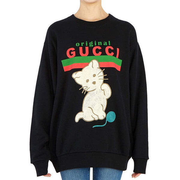 Свитер cat logo printing pullover black Gucci, черный — фото 2