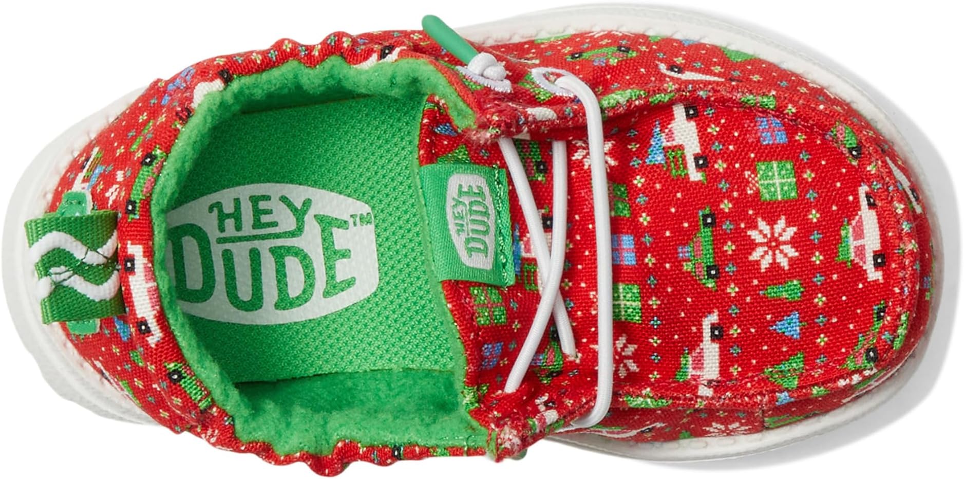 Кроссовки Hey Dude Kids  Lildude Holiday Sweater, Red/Green — фото 2
