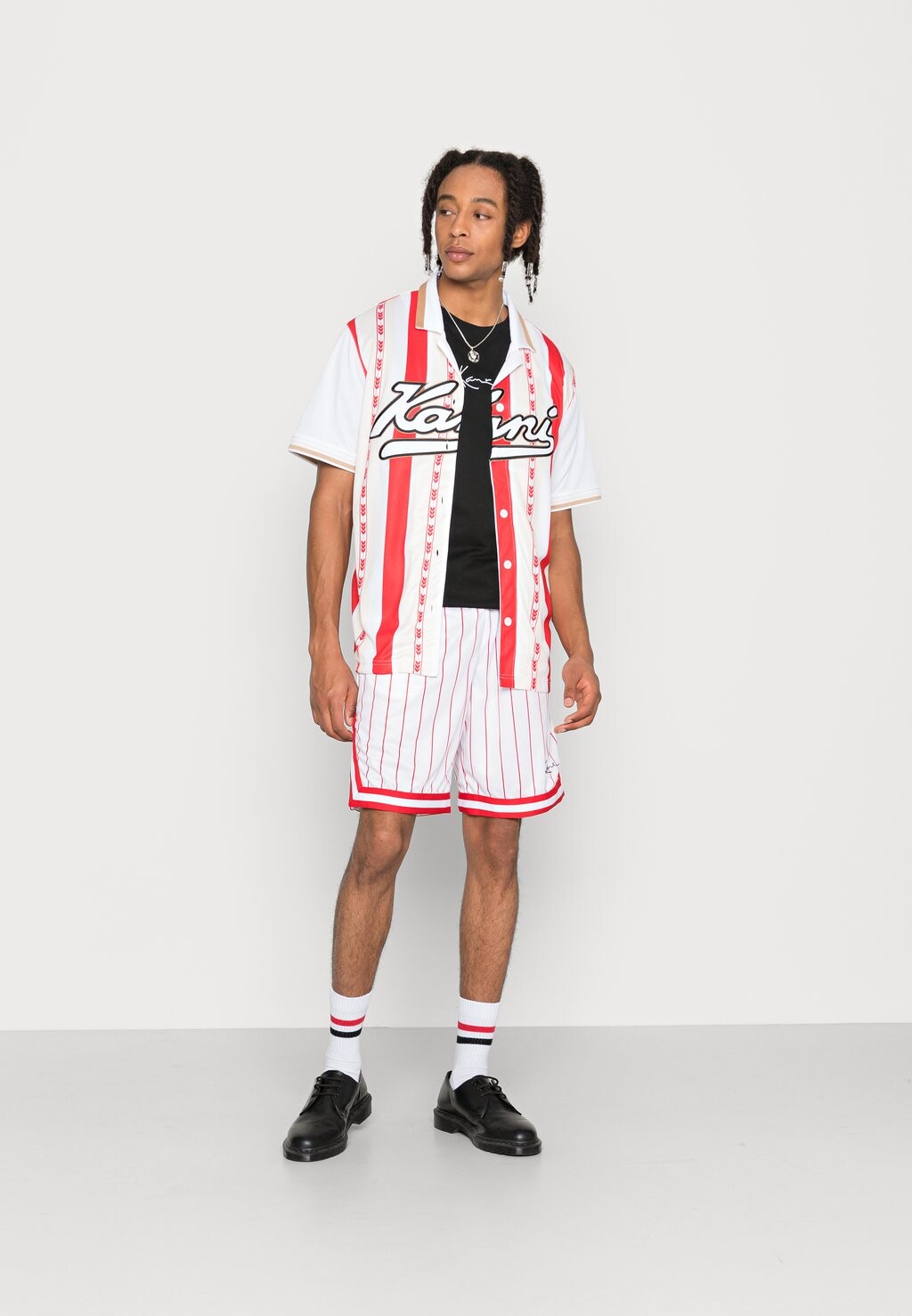 

Рубашка Karl Kani БЕЙСБОЛКА УНИСЕКС VARSITY BLOCK STRIPE, красный