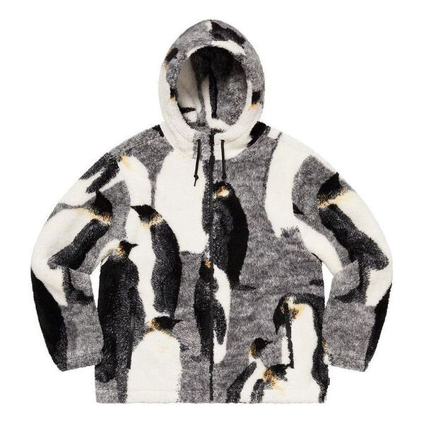 

Куртка penguins hooded fleece jacket 'white black grey' Supreme, белый