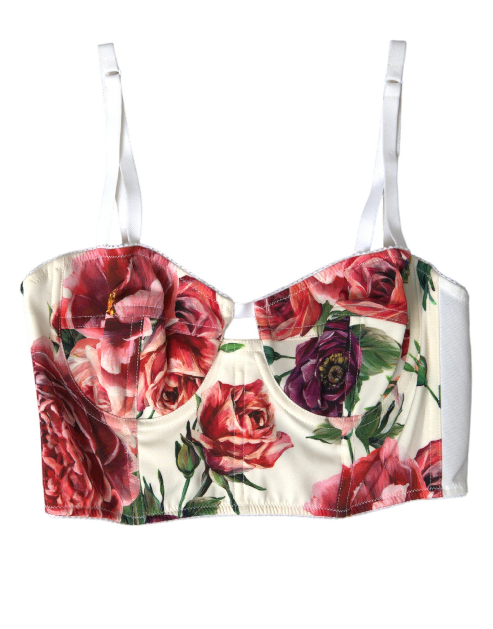 

Укороченный топ-бюстье из цветочного шелка Dolce & Gabbana, мультиколор