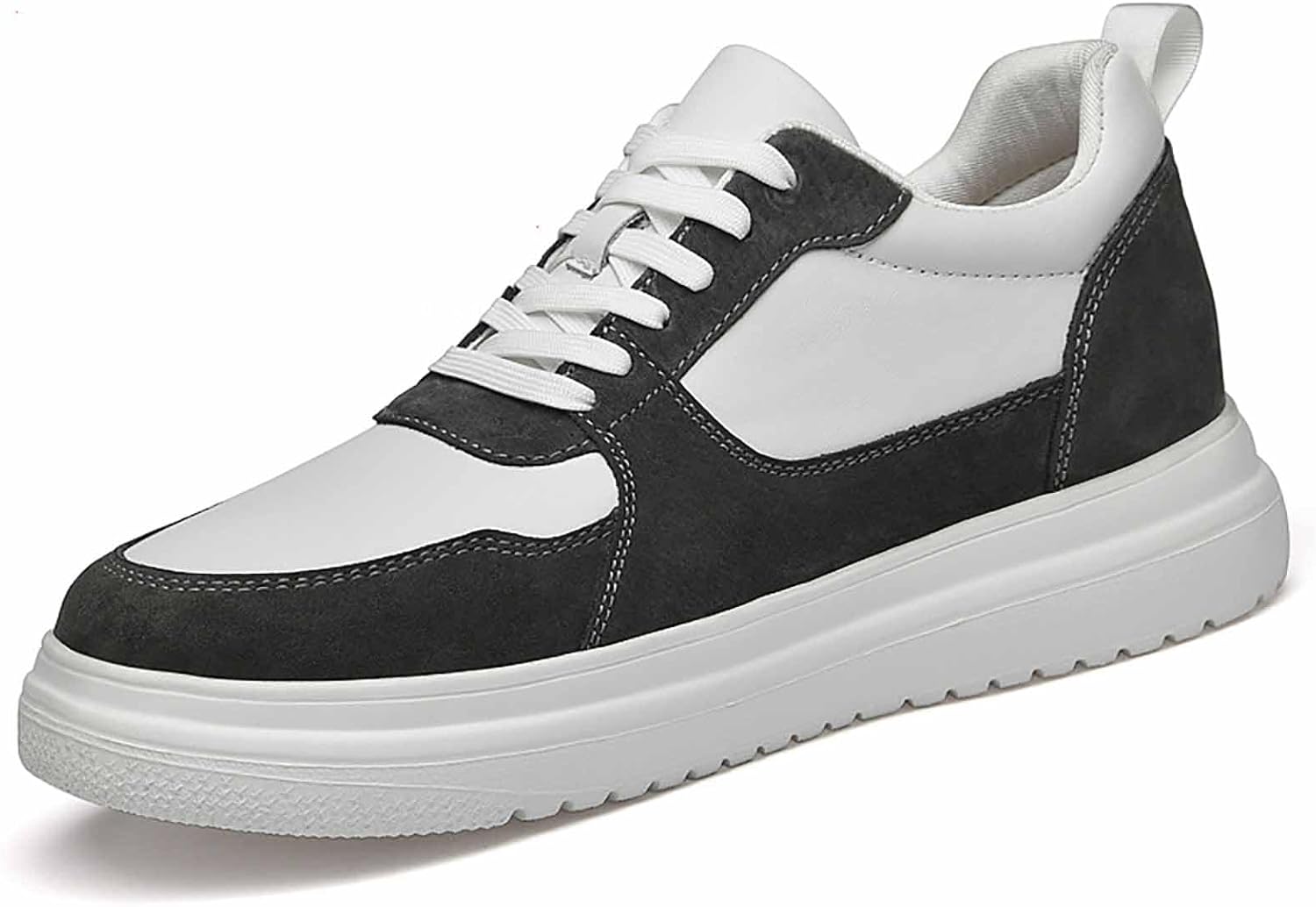 

Мужские кроссовки из натуральной кожи для увеличения роста, повседневные с мягкой подошвой и круглым носком, на платформе, слипоны, наружные нескользящие амортизирующие беговые спортивные туфли Difaback, серый