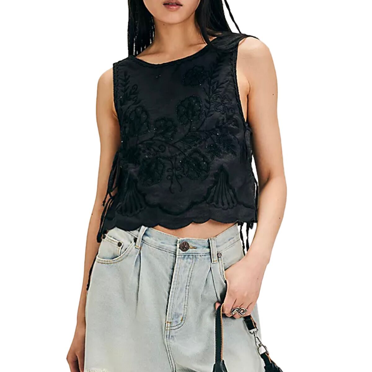 

Футболка Faded Gardens с выцветшим принтом Free People, черный