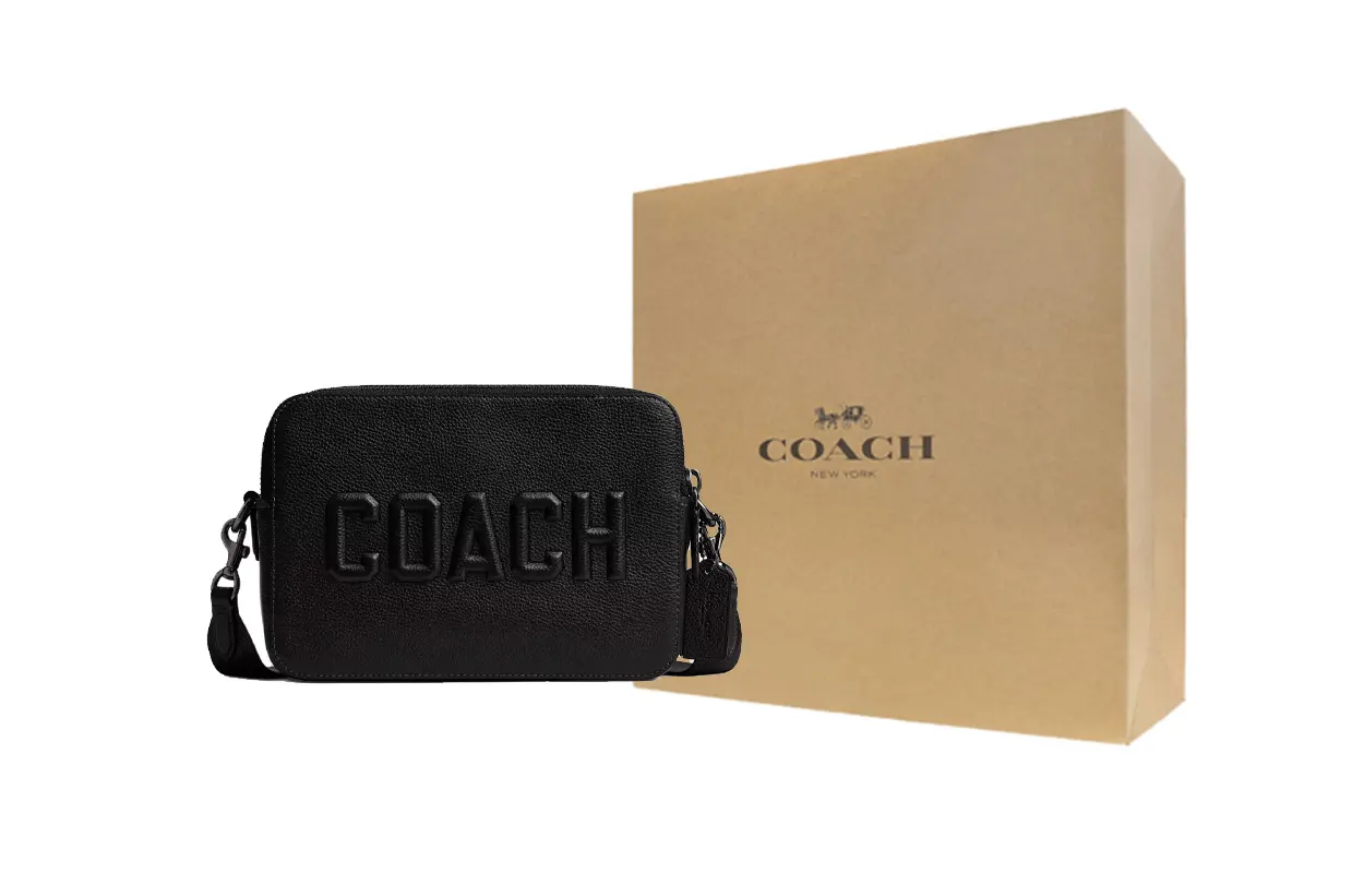 

COACH Кожаная наплечная сумка через плечо среднего размера мужская черная