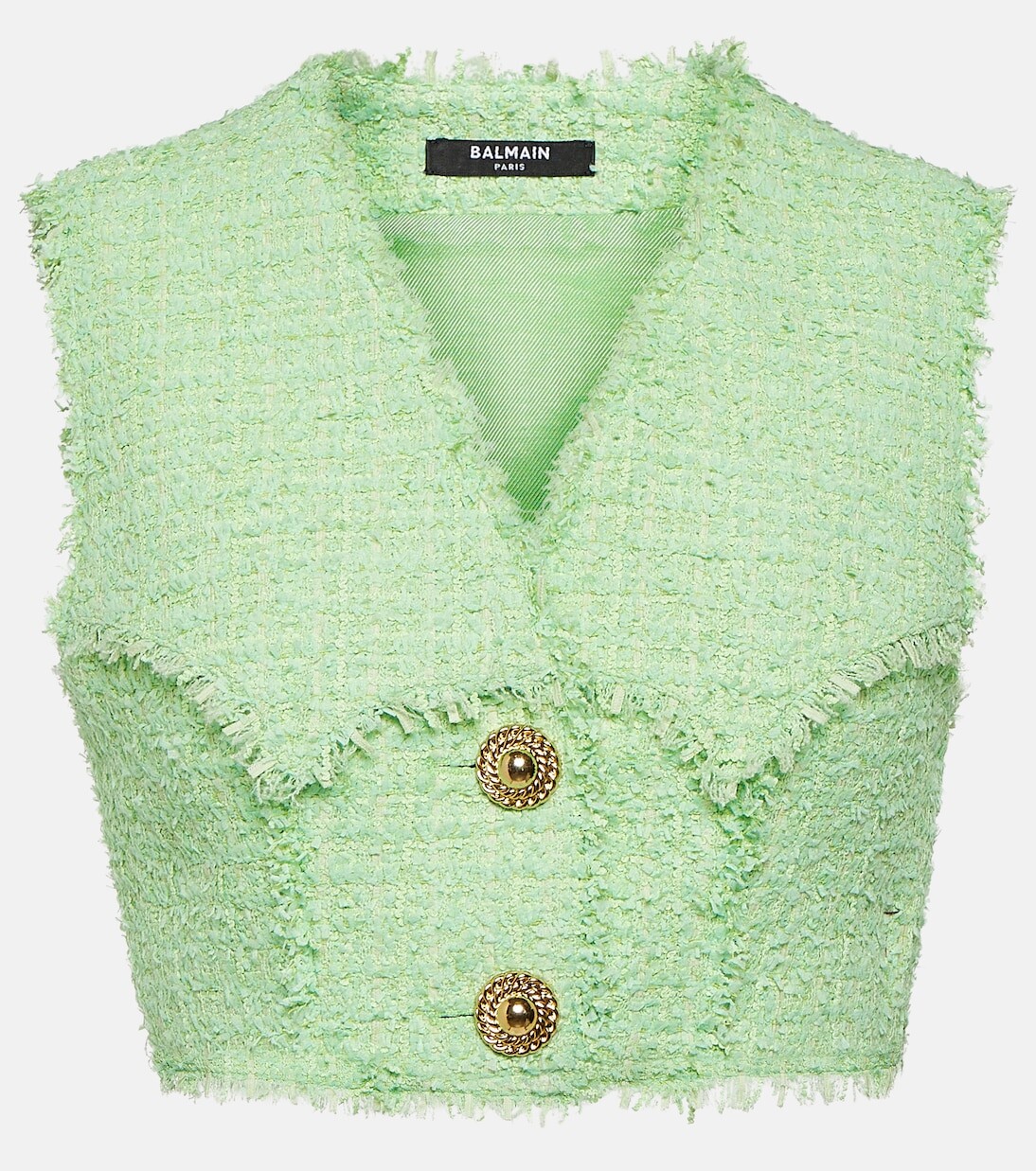 

Твидовый укороченный топ Balmain, зеленый