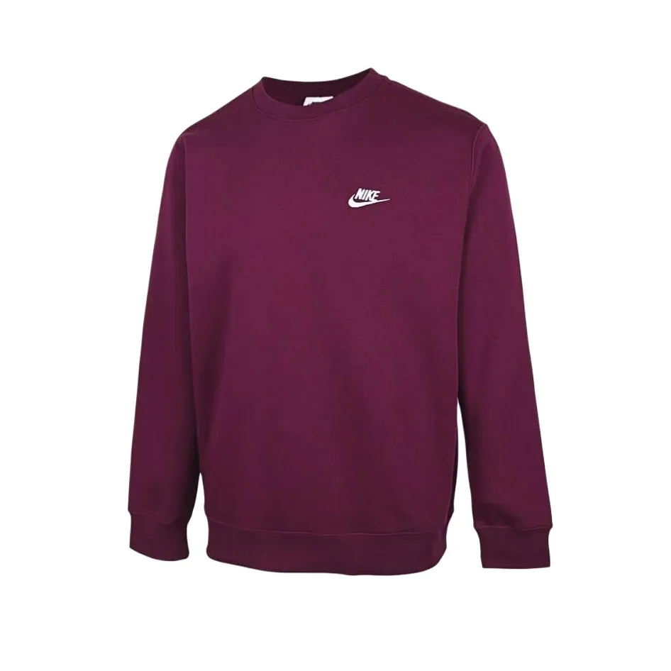 Nike Клубный свитшот мужской бордовый с круглым вырезом Moderate Regular