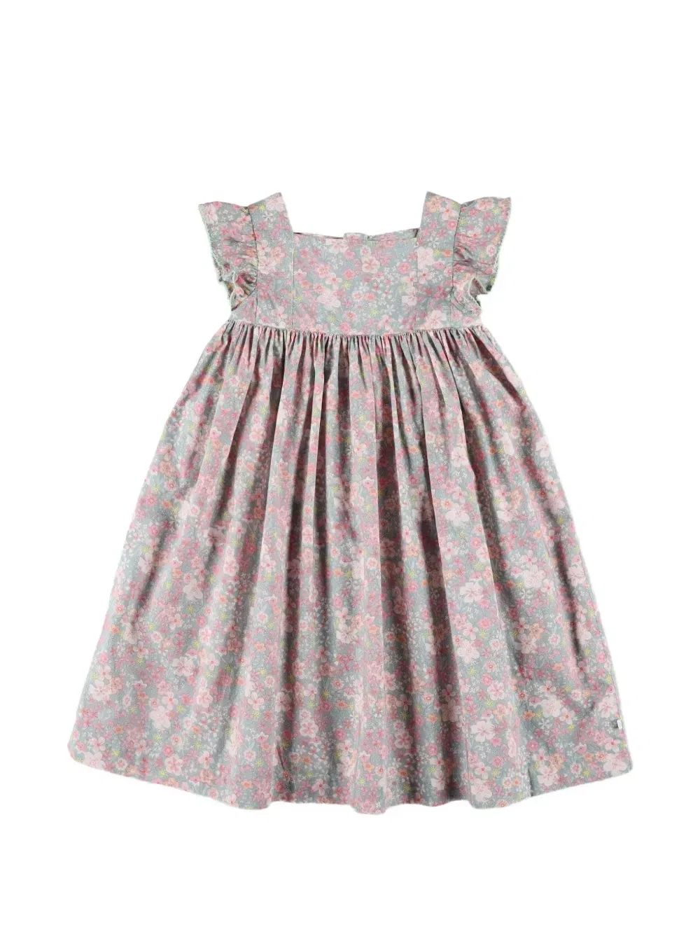 Платье с рюшами и цветочным принтом Petit Bateau, синий