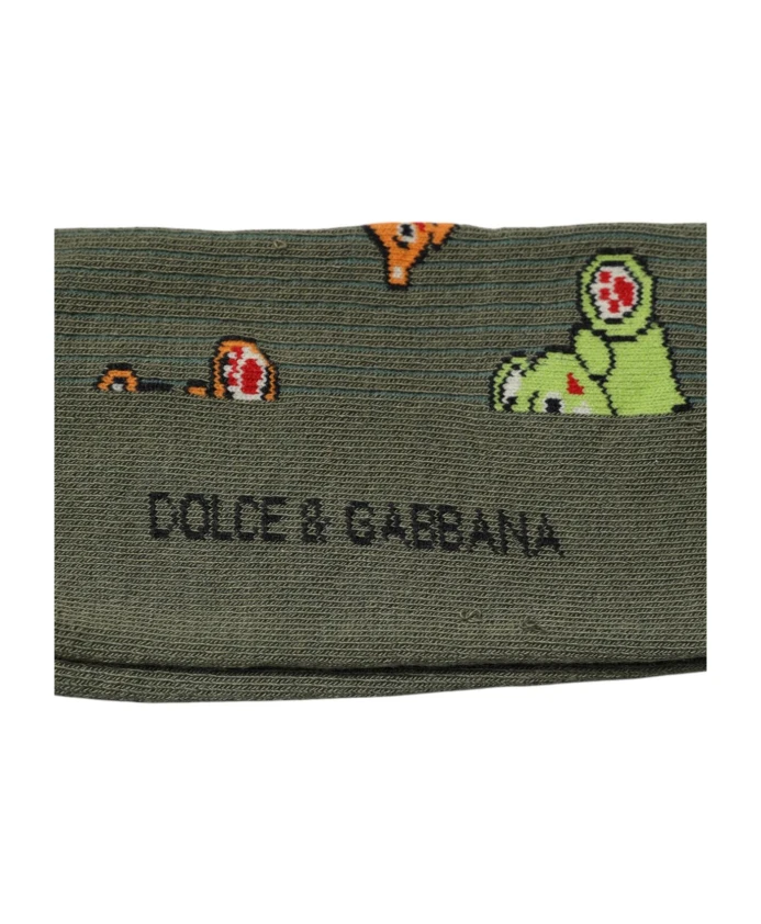 Зеленые носки с изображением плюшевого мишки Dolce & Gabbana, зеленый — фото 3