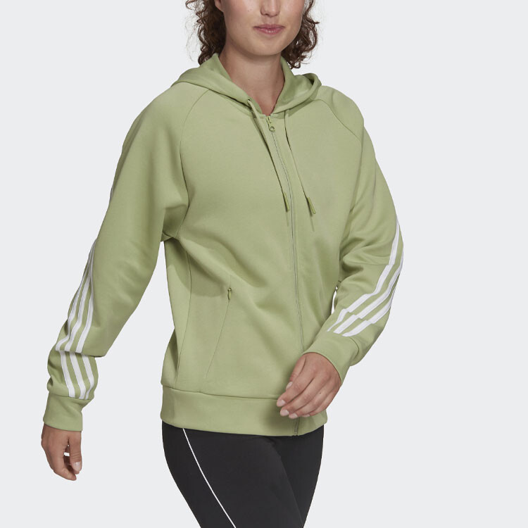 Спортивная куртка с капюшоном W Fi 3S Fz Reg зеленая Adidas — фото 4