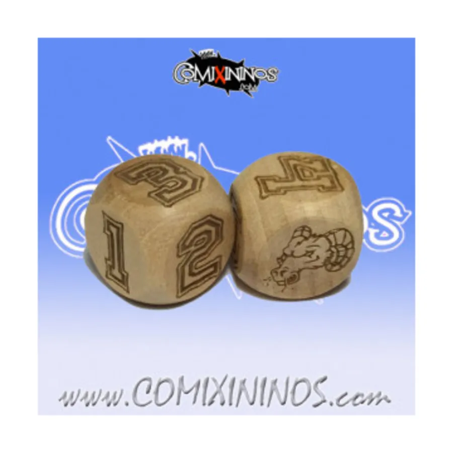 

d6 Кубики с числами злых зверолюдей (2), Fantasy Football Miniatures - Wooden Dice (16mm)