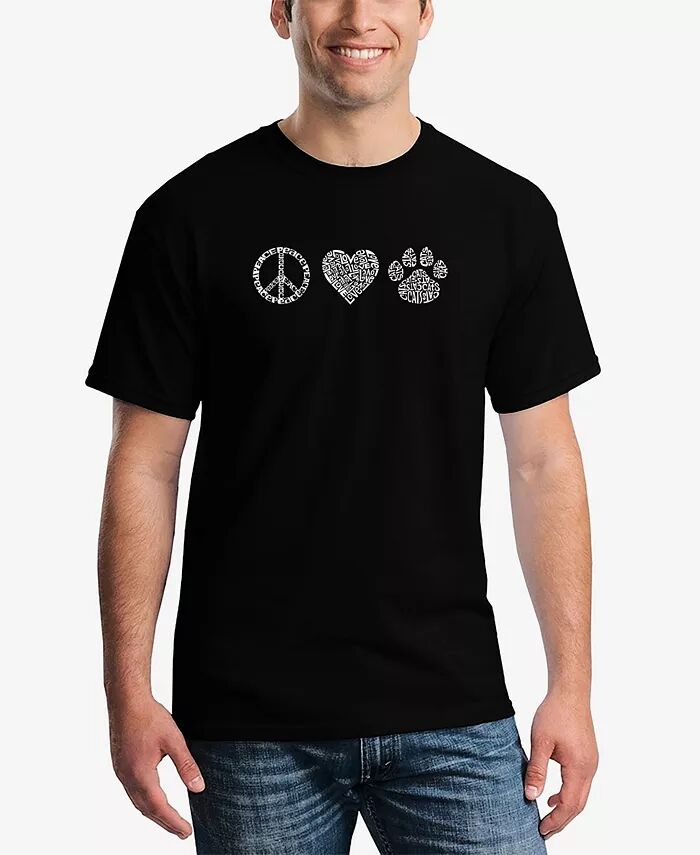 

Футболка мужская Peace Love Cats Word Art с коротким рукавом LA Pop Art, черный