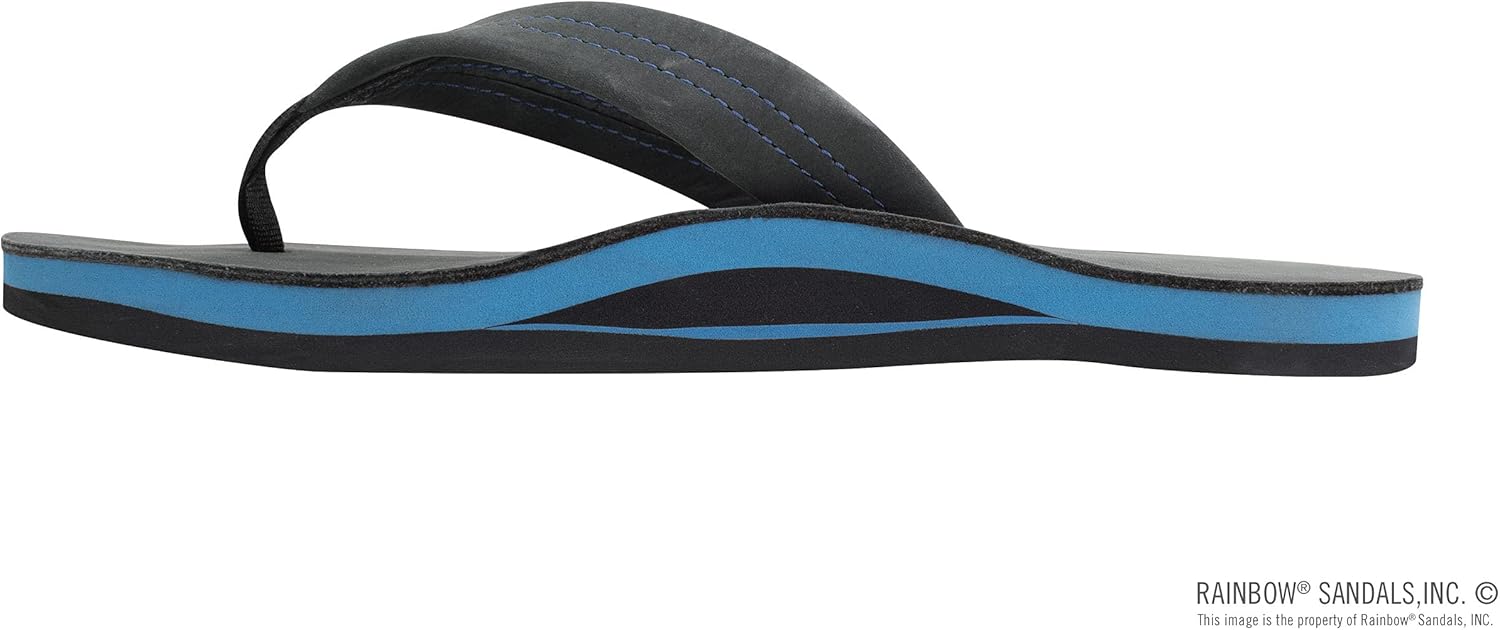 Мужские сандалии Rainbow Single Layer Premier из кожи Rainbow Sandals, черный/синий — фото 2