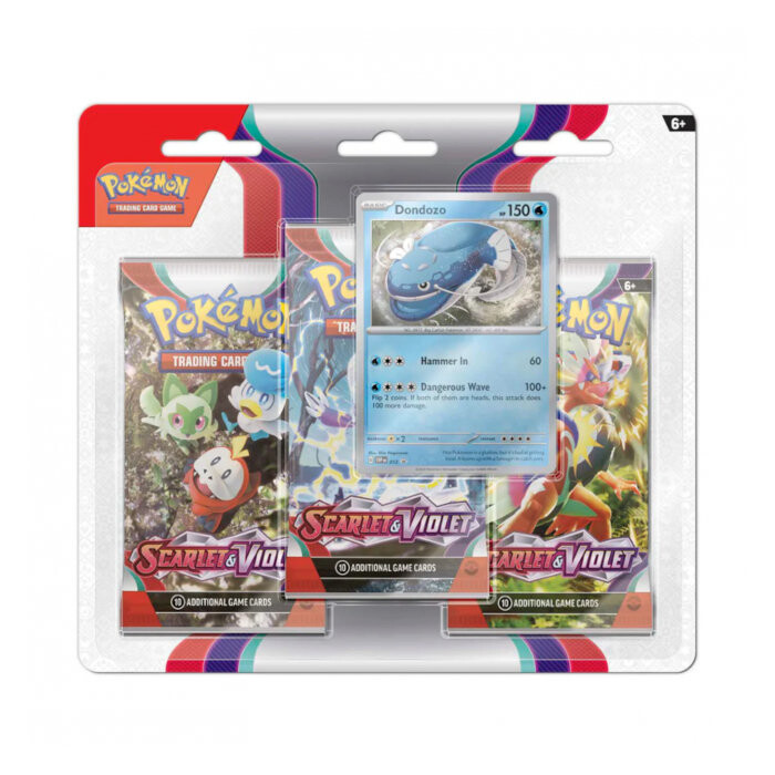 

Tcg Pokémon: Scarlet & Violet, 3 упаковки в блистерной упаковке Дондозо Pokemon