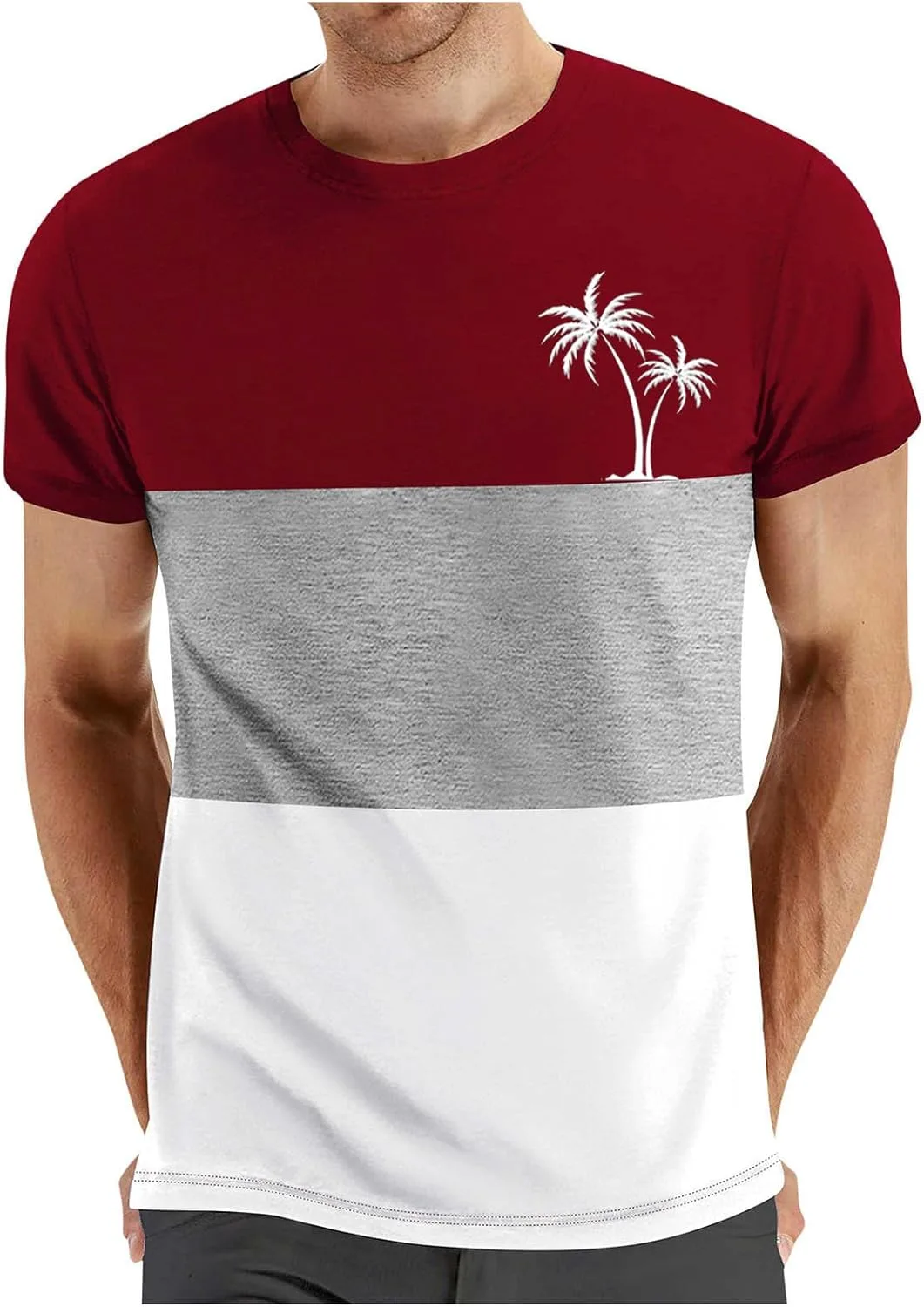 

Мужская футболка с коротким рукавом и принтом Coconut Palm, летняя тропическая, цветной блок, свободный крой