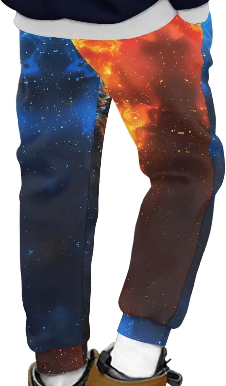 Спортивные штаны Ystardream Baggy Boys с передним карманом, которые можно носить с худи для создания уличного стиля, Stylish Flame Wolf — фото 4