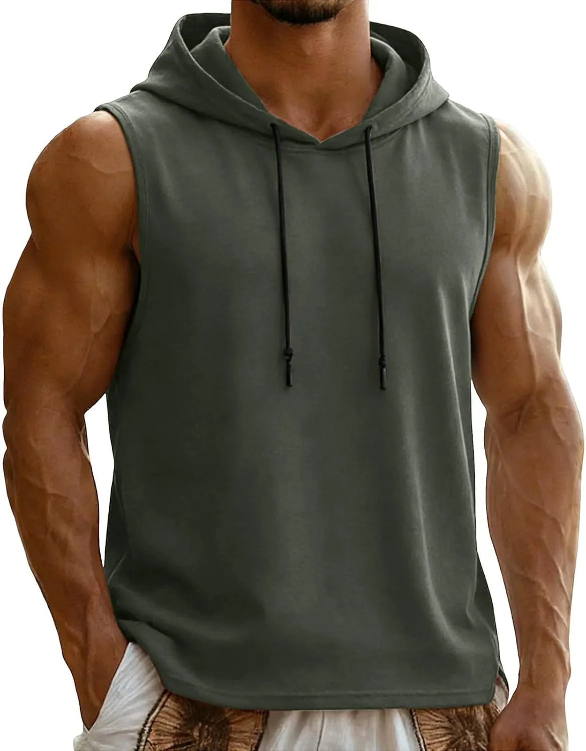 

Мужская безрукавка с капюшоном для тренировок