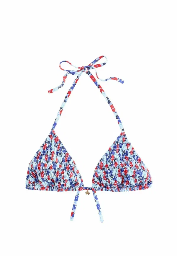 Топ-бикини Next, Regular fit shirred triangle, сине-красный мелкий цветочный принт