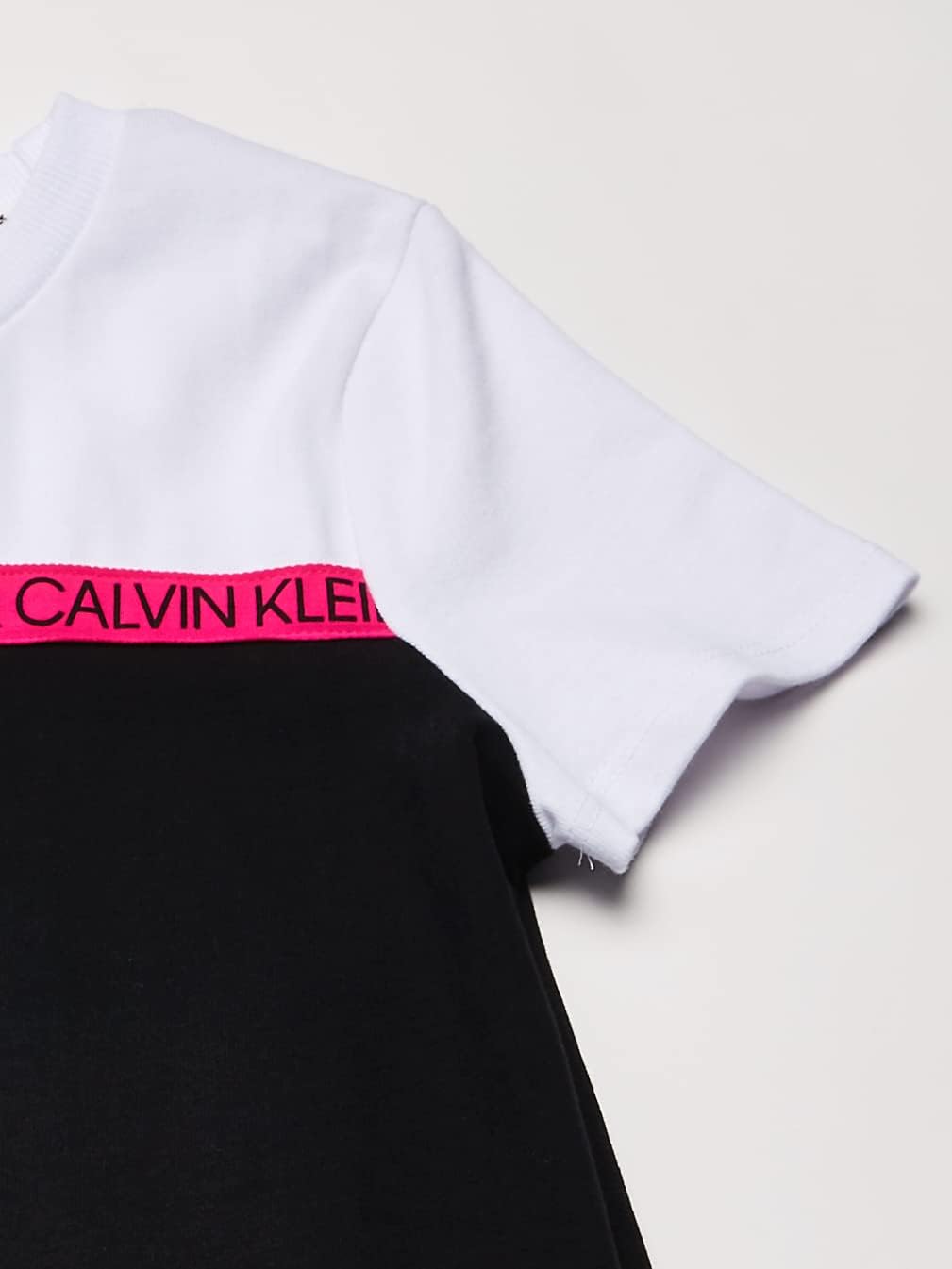Платье для девочек Calvin Klein, надеваемое вручную, с круглым вырезом и логотипом., Black Colorblock — фото 4