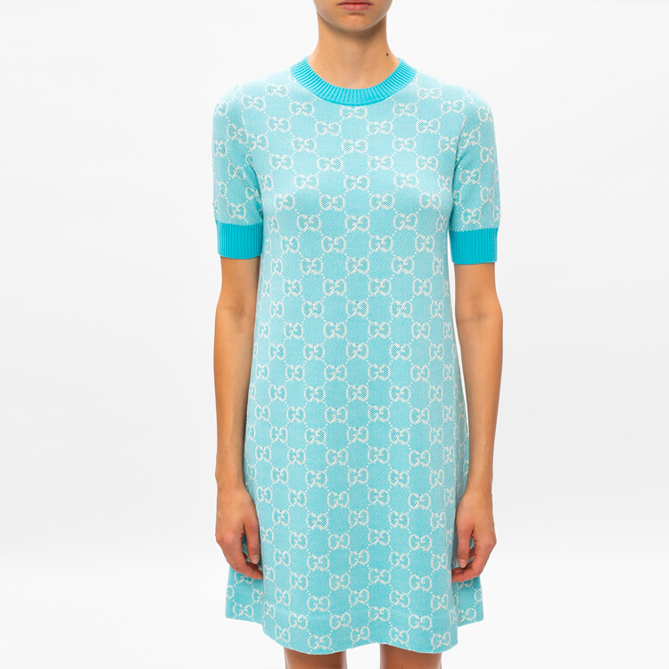 Платье с короткими рукавами женское светло-голубое Gucci — фото 3