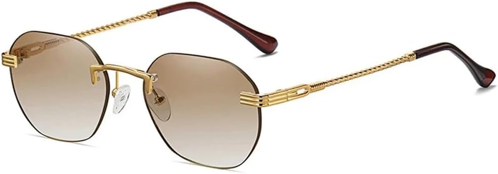 

Женские солнцезащитные очки без оправы с золотистым металлическим покрытием, безрамочные, с градиентными линзами, синие модные солнцезащитные очки для мужчин, UV400 KTUCN, 02 Gold-tea