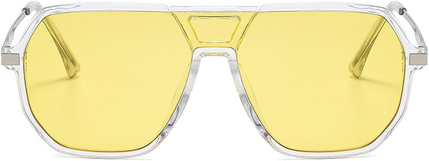 

Крупные ретро-солнцезащитные очки квадратной формы для женщин, модные очки-пилот 2025 года, защита от УФ-излучения UV400, металлический цвет, цвет шампанского mincl, Yellow