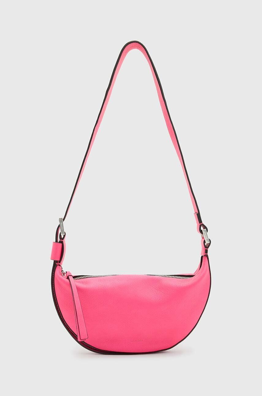 

Кожаная сумка AllSaints HALF MOON, розовый